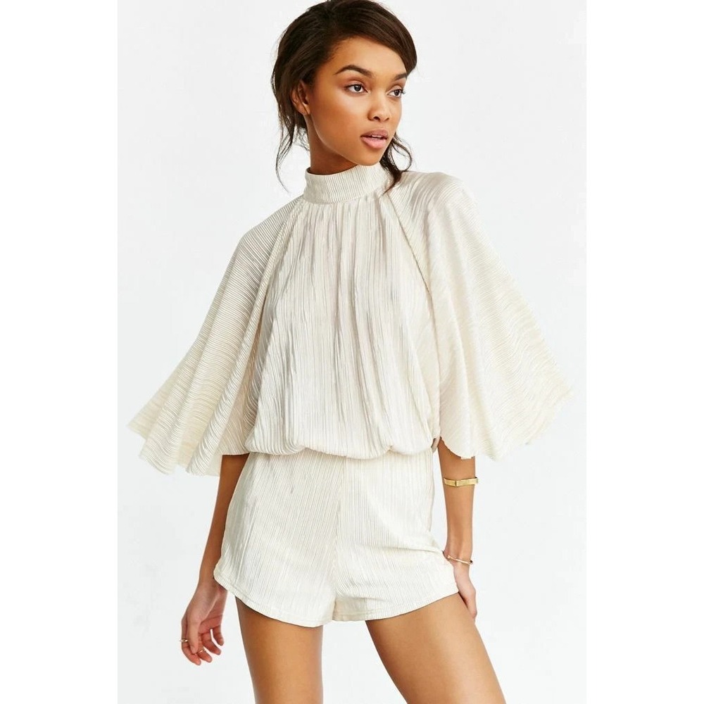 Oh My‎ Love London Ivory Micro Pleated Kimono Romper Bridal Art Deco Glam Medium